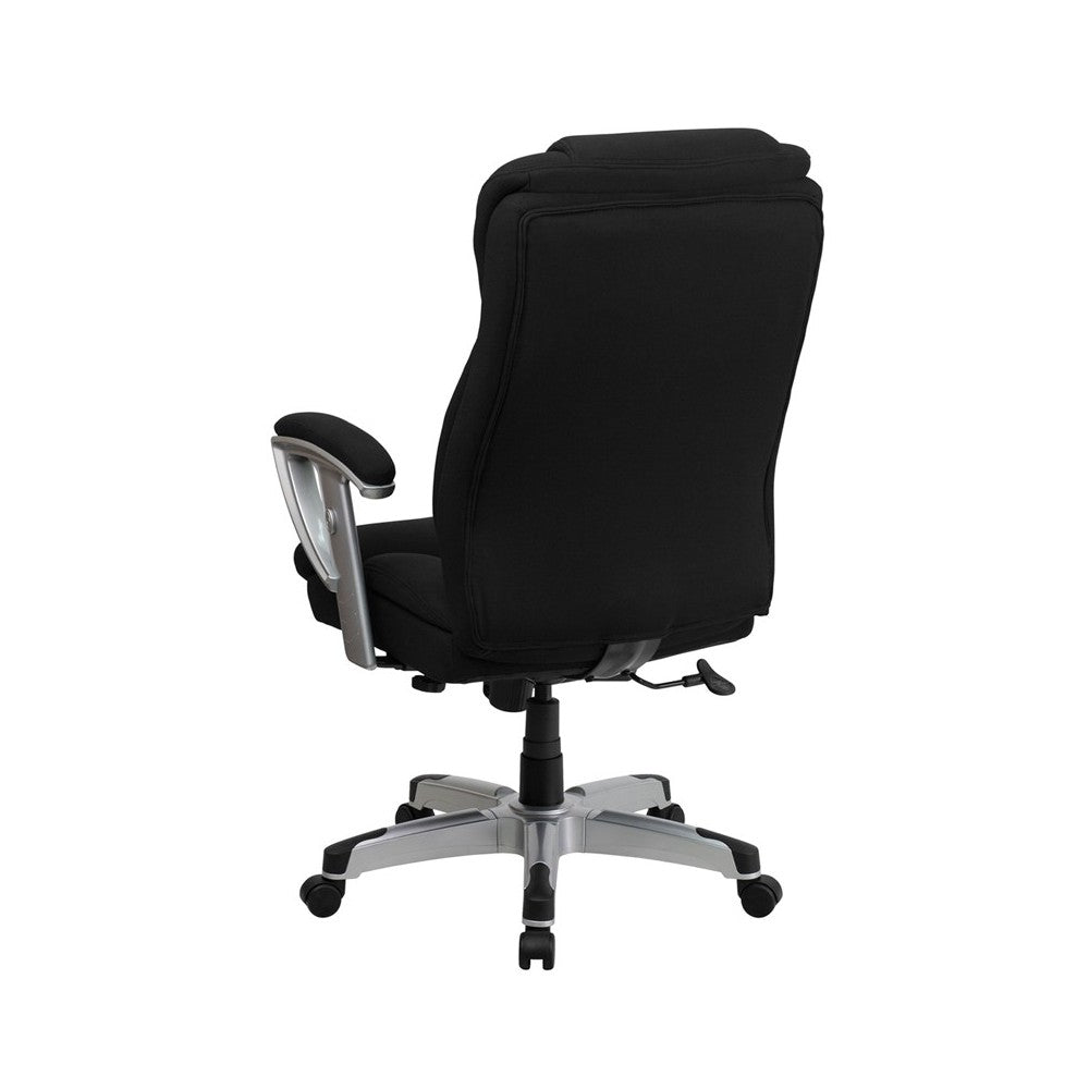 Big & Tall 400 lb. Rated Black Fabric Executive Ergonomic Office Chair with Silver Adjustable Arms