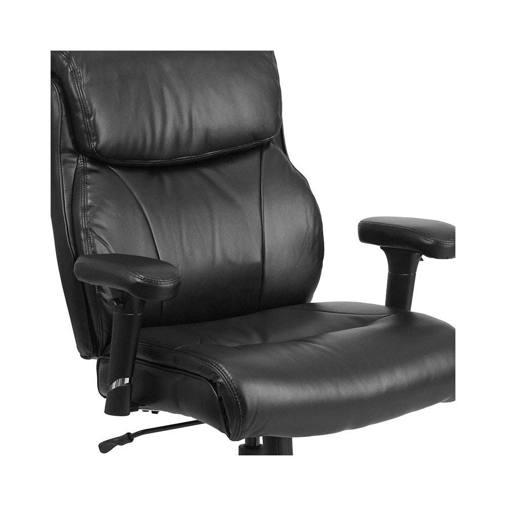 Big & Tall 400 lb. Rated Black LeatherSoft Ergonomic Task Office Chair with Clean Line Stitching and Arms