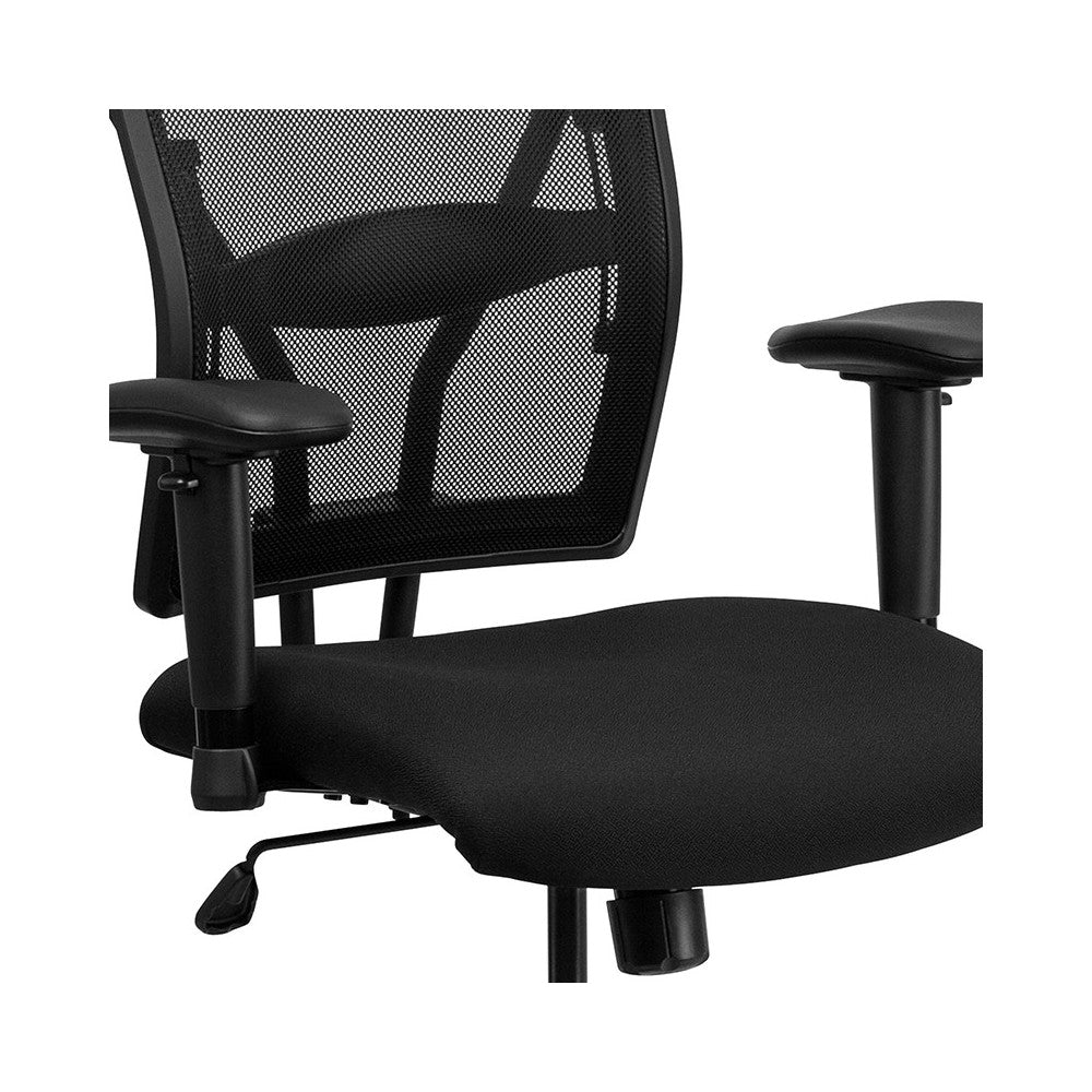 Big & Tall 400 lb. Rated Black Mesh Ergonomic Drafting Chair with Adjustable Arms