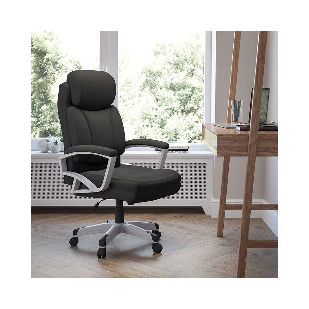 Big & Tall 500 lb. Rated Black Fabric Executive Swivel Ergonomic Office Chair with Arms