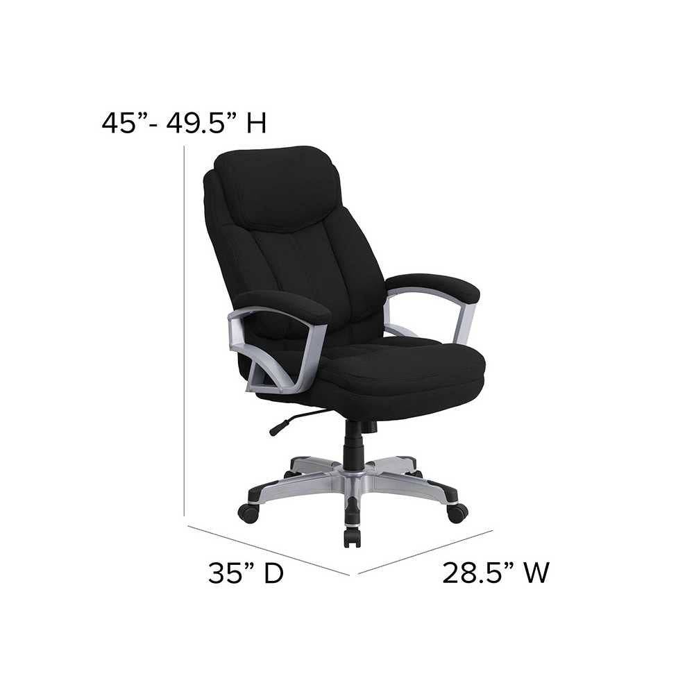 Big & Tall 500 lb. Rated Black Fabric Executive Swivel Ergonomic Office Chair with Arms