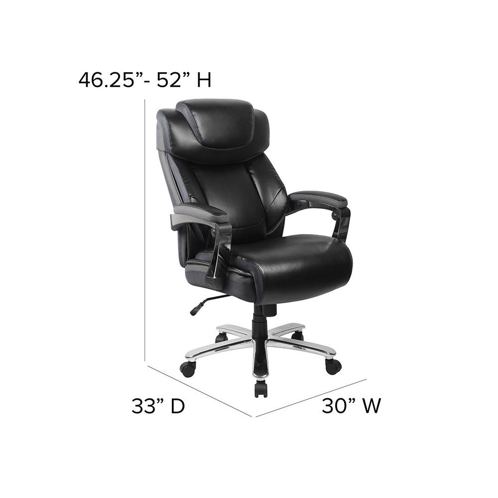 Big & Tall 500 lb. Rated Black LeatherSoft Executive Swivel Ergonomic Office Chair with Adjustable Headrest