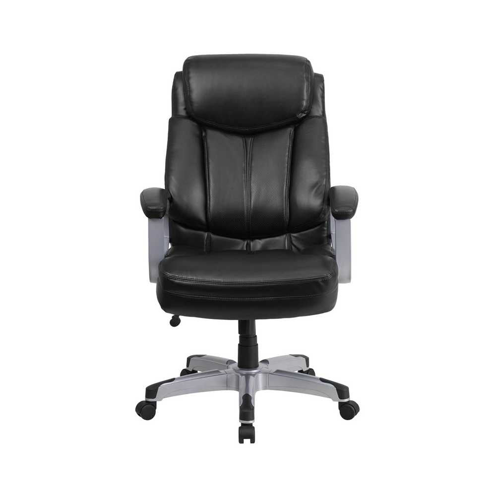 Big & Tall 500 lb. Rated Black LeatherSoft Executive Swivel Ergonomic Office Chair with Arms