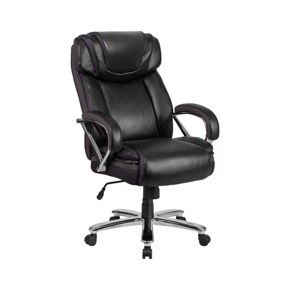 Big & Tall 500 lb. Rated Black LeatherSoft Executive Swivel Ergonomic Office Chair with Extra Wide Seat