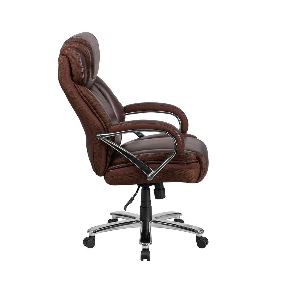 Big & Tall 500 lb. Rated Brown LeatherSoft Executive Swivel Ergonomic Office Chair with Extra Wide Seat