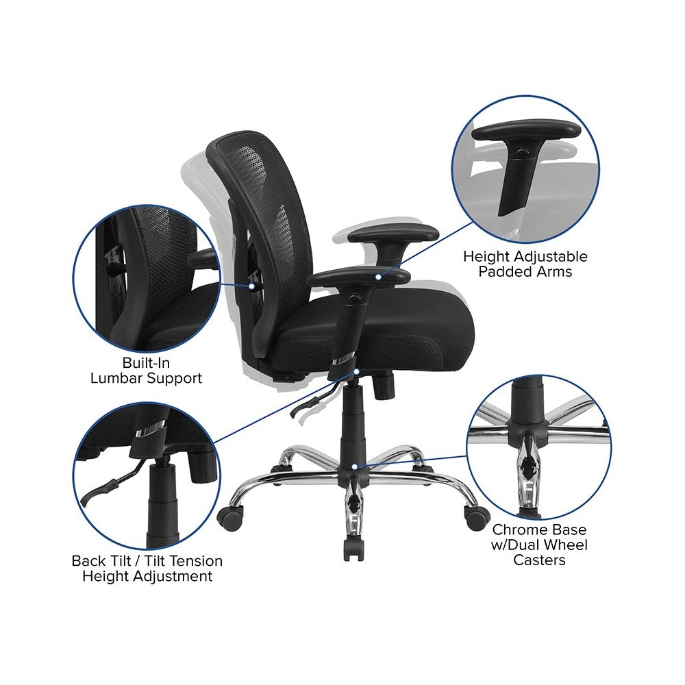 Big & Tall Office Chair | Adjustable Height Mesh Swivel Office Chair with Wheels