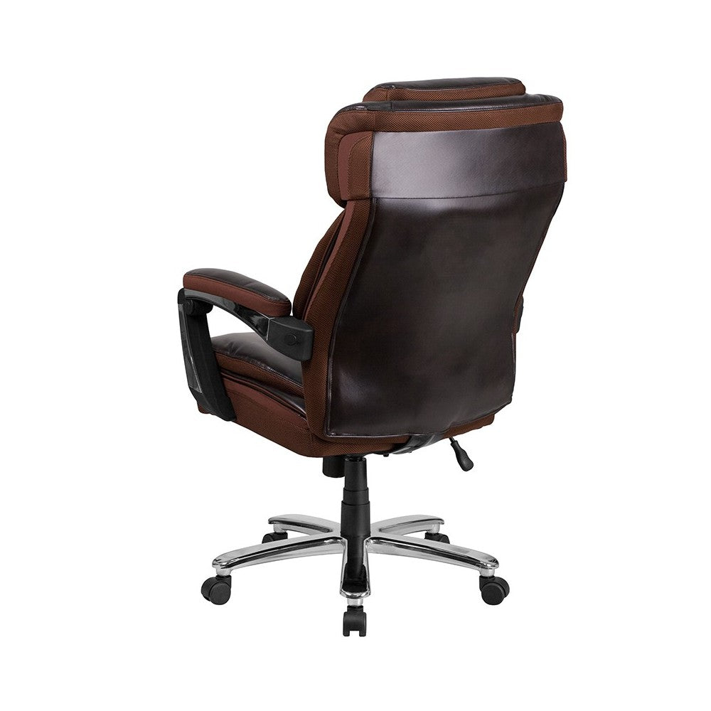 Big & Tall Office Chair | Brown LeatherSoft Executive Swivel Office Chair with Headrest and Wheels