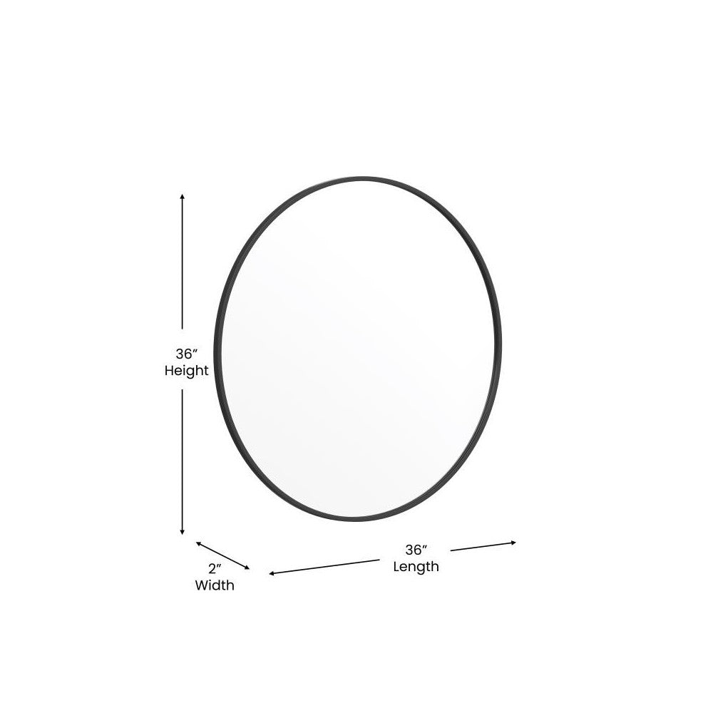 Black 36" Round Wall Mirror