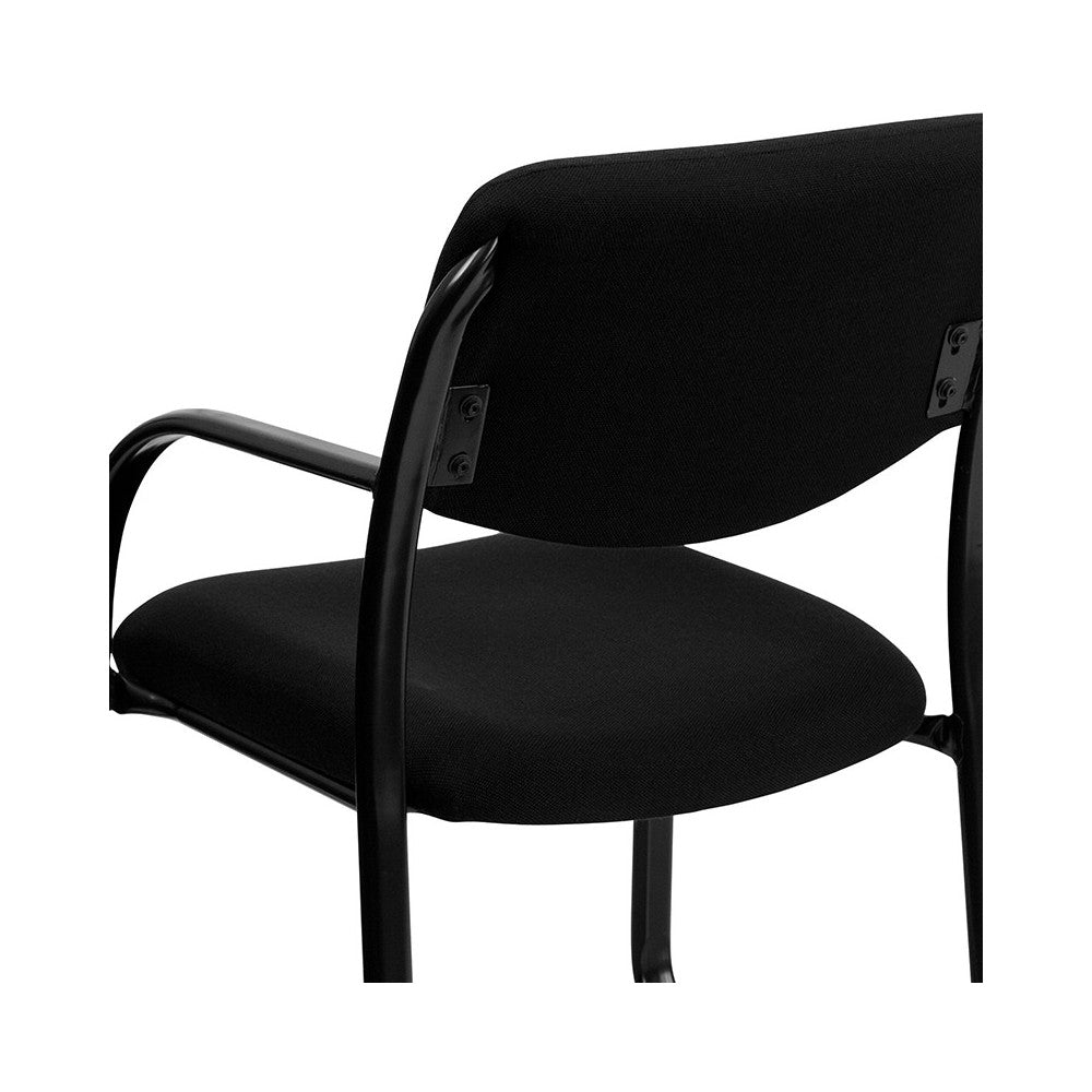 Black Fabric Executive Side Reception Chair with Sled Base