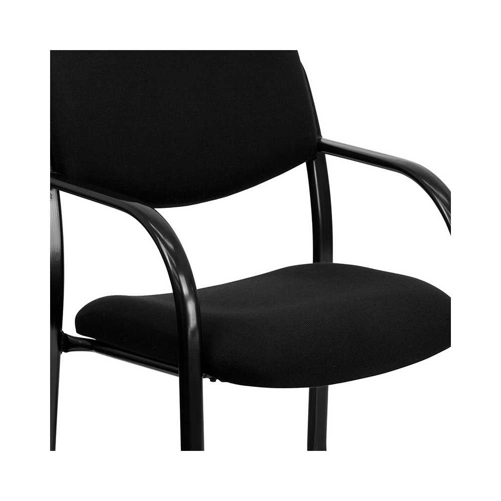 Black Fabric Executive Side Reception Chair with Sled Base
