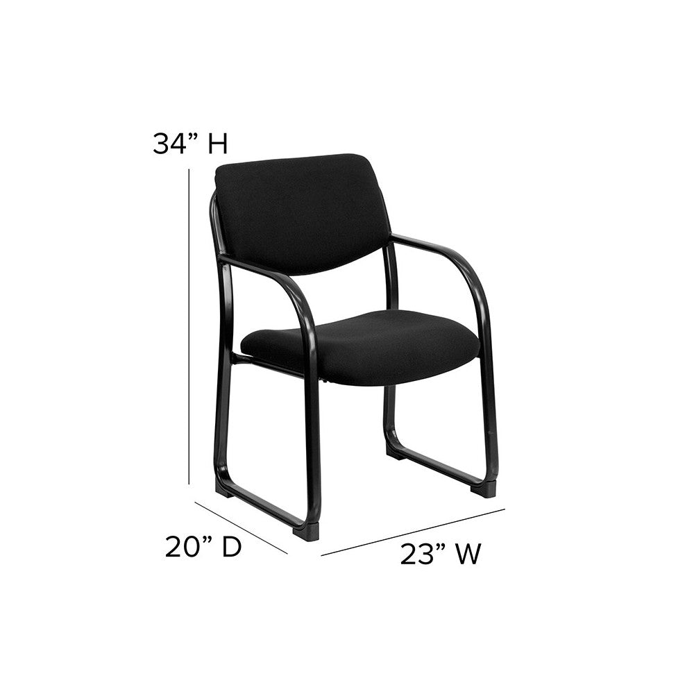 Black Fabric Executive Side Reception Chair with Sled Base