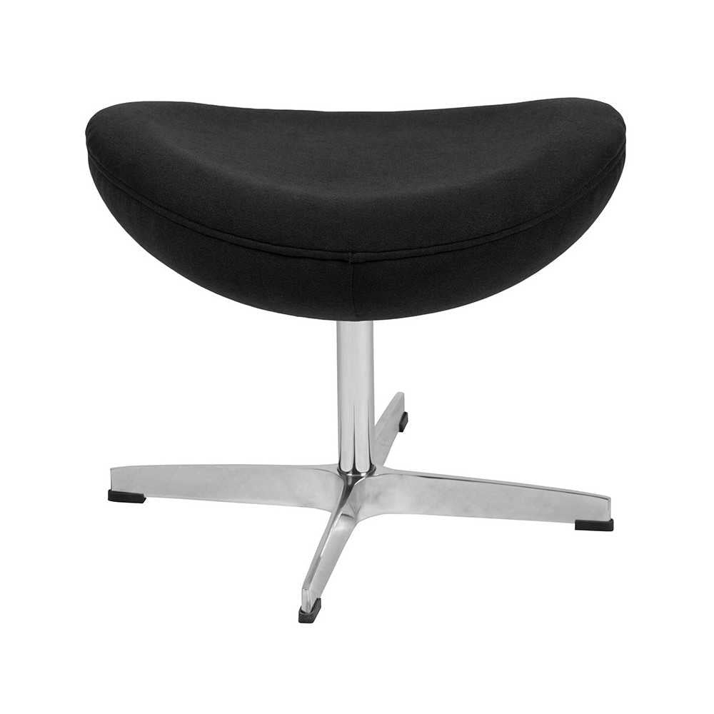 Black Fabric Saddle Wing Ottoman