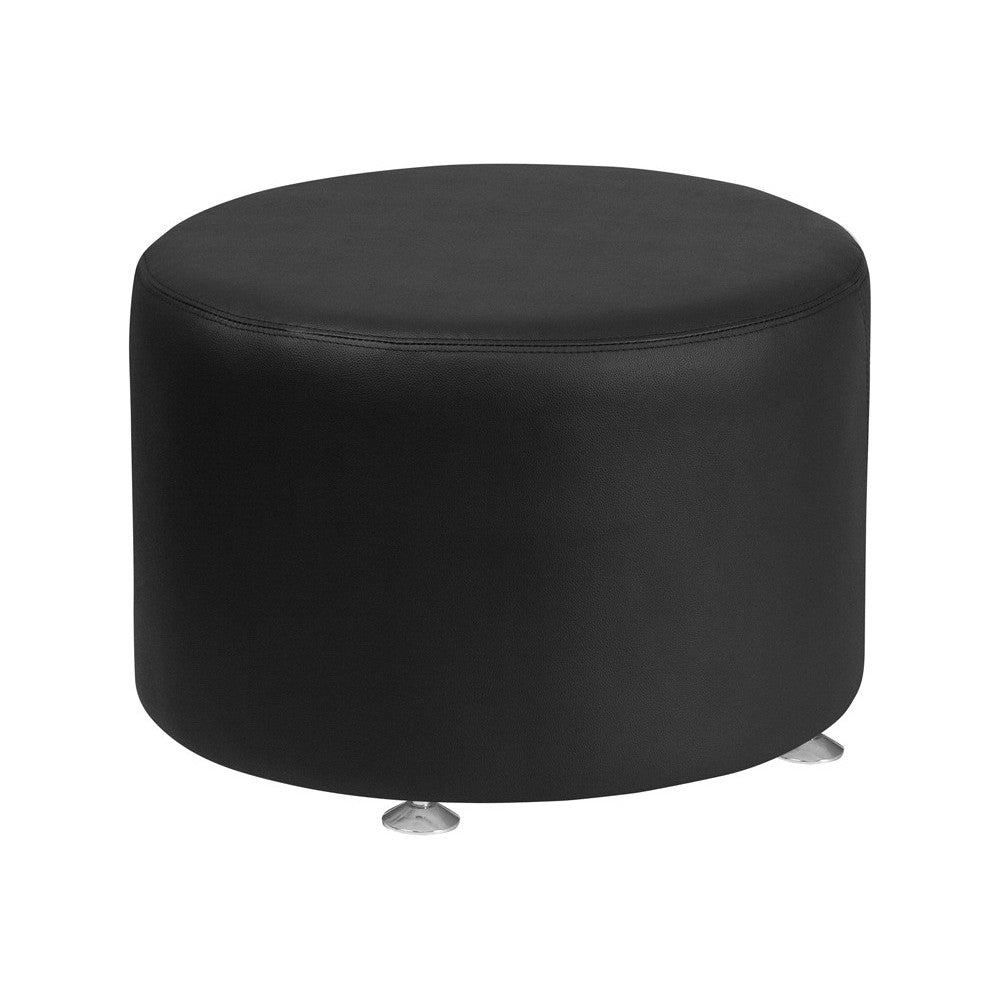 Black LeatherSoft 24'' Round Ottoman