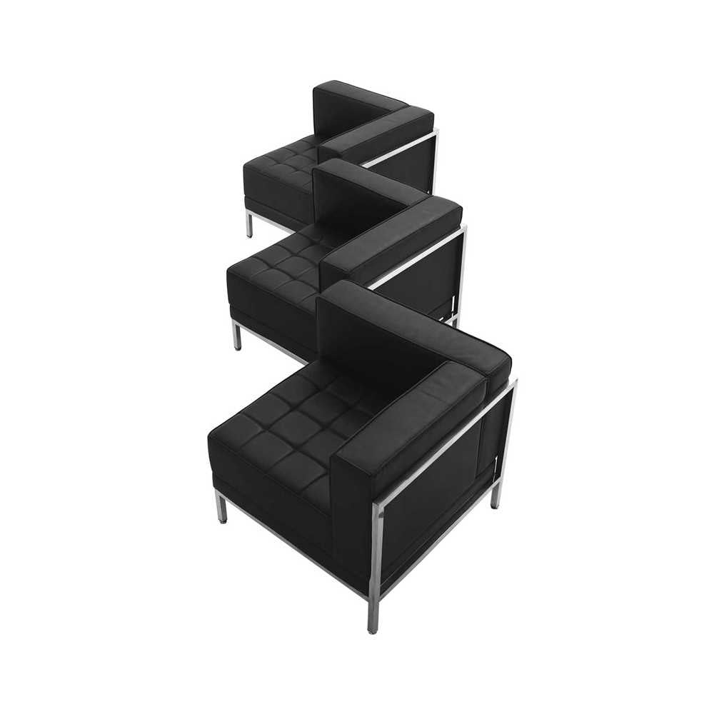 Black LeatherSoft 3 Piece Corner Chair Set