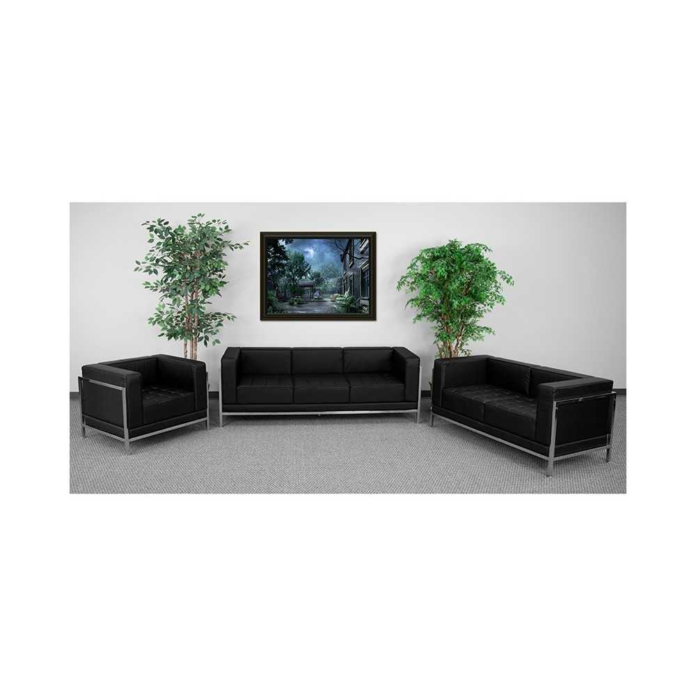 Black LeatherSoft 3 Piece Sofa Set