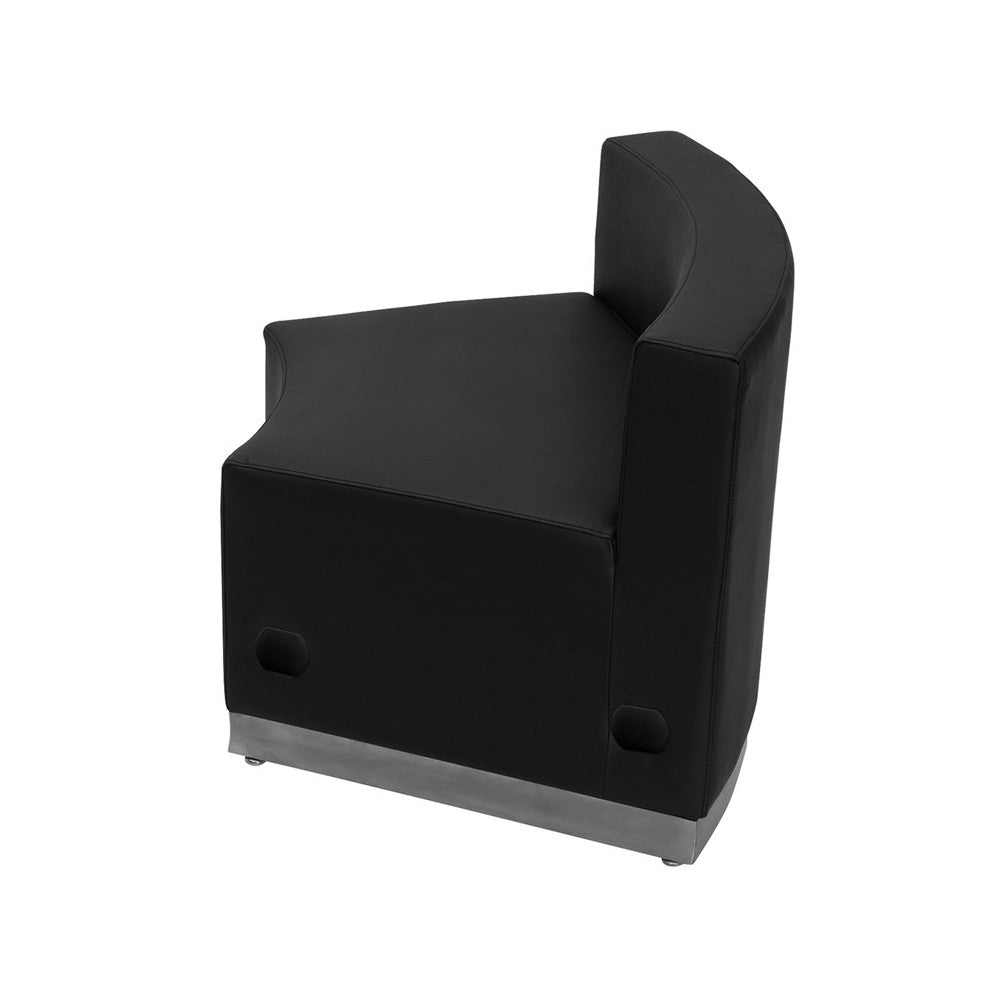 Black LeatherSoft Concave Chair with Brushed Stainless Steel Base