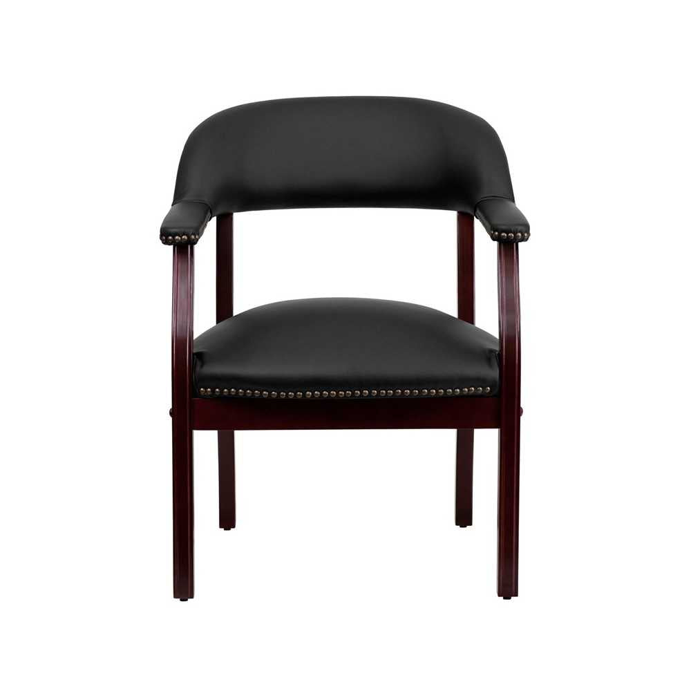 Black LeatherSoft Conference Chair with Accent Nail Trim