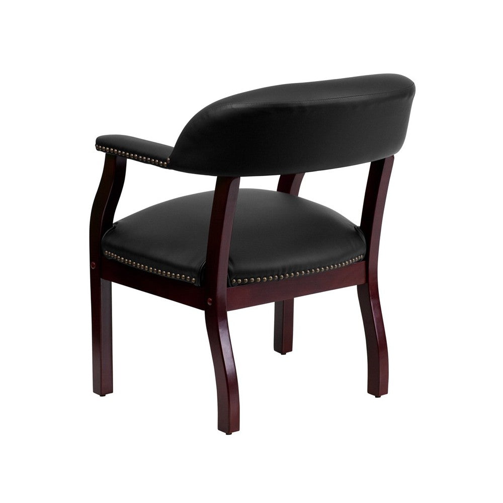 Black LeatherSoft Conference Chair with Accent Nail Trim