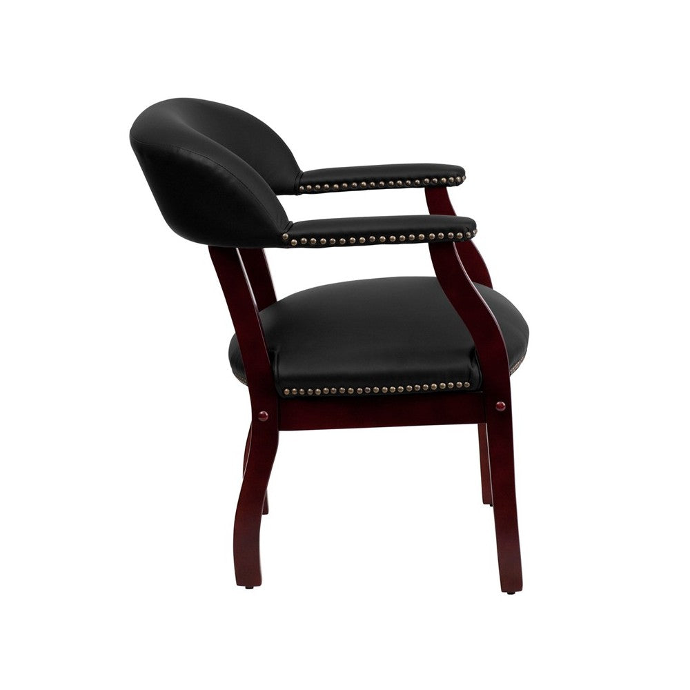 Black LeatherSoft Conference Chair with Accent Nail Trim