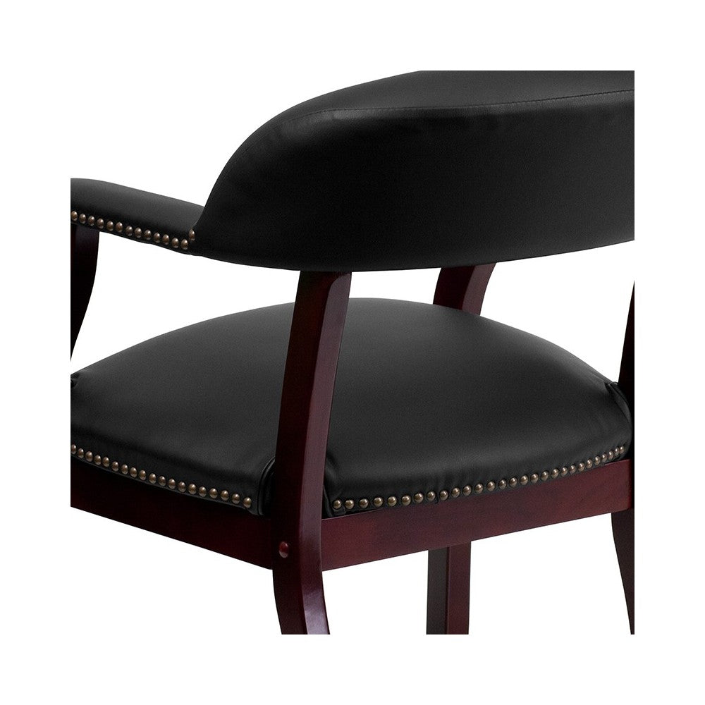 Black LeatherSoft Conference Chair with Accent Nail Trim