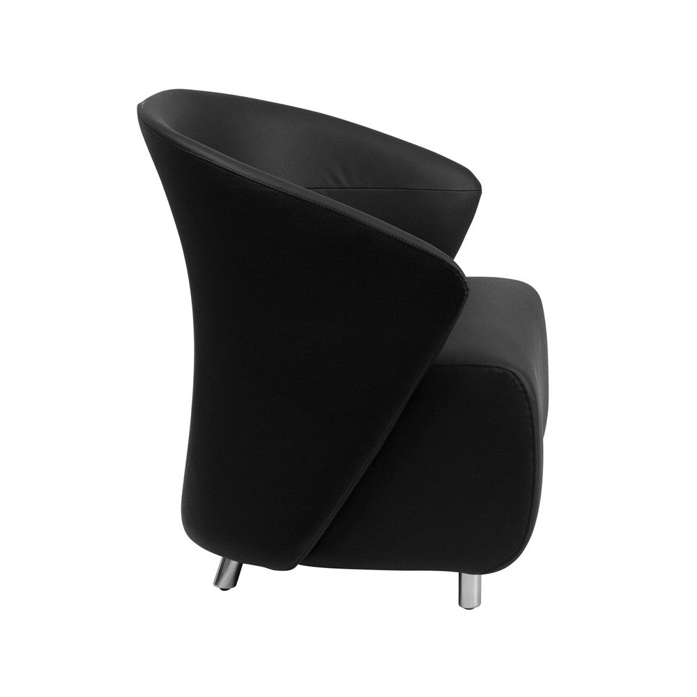 Black LeatherSoft Curved Barrel Back Lounge Chair