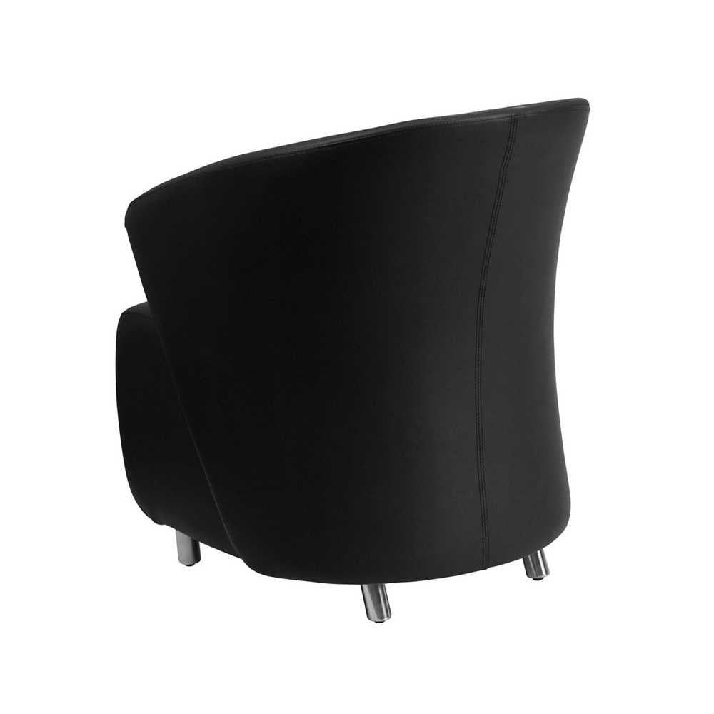 Black LeatherSoft Curved Barrel Back Lounge Chair