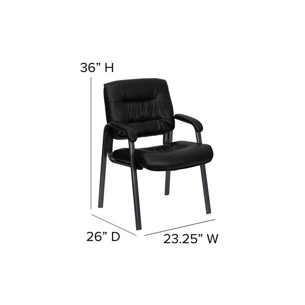 Black LeatherSoft Executive Side Reception Chair with Black Metal Frame