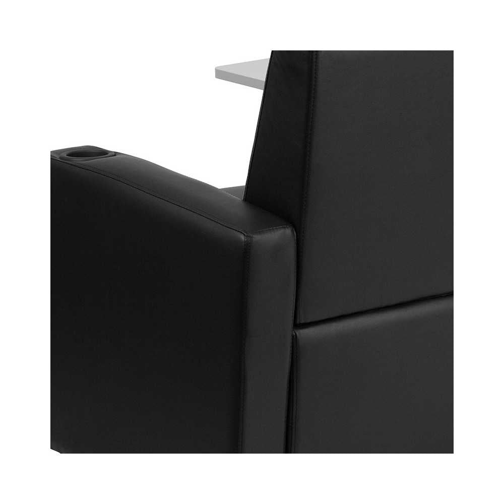 Black LeatherSoft Guest Chair with Tablet Arm, Chrome Legs and Cup Holder