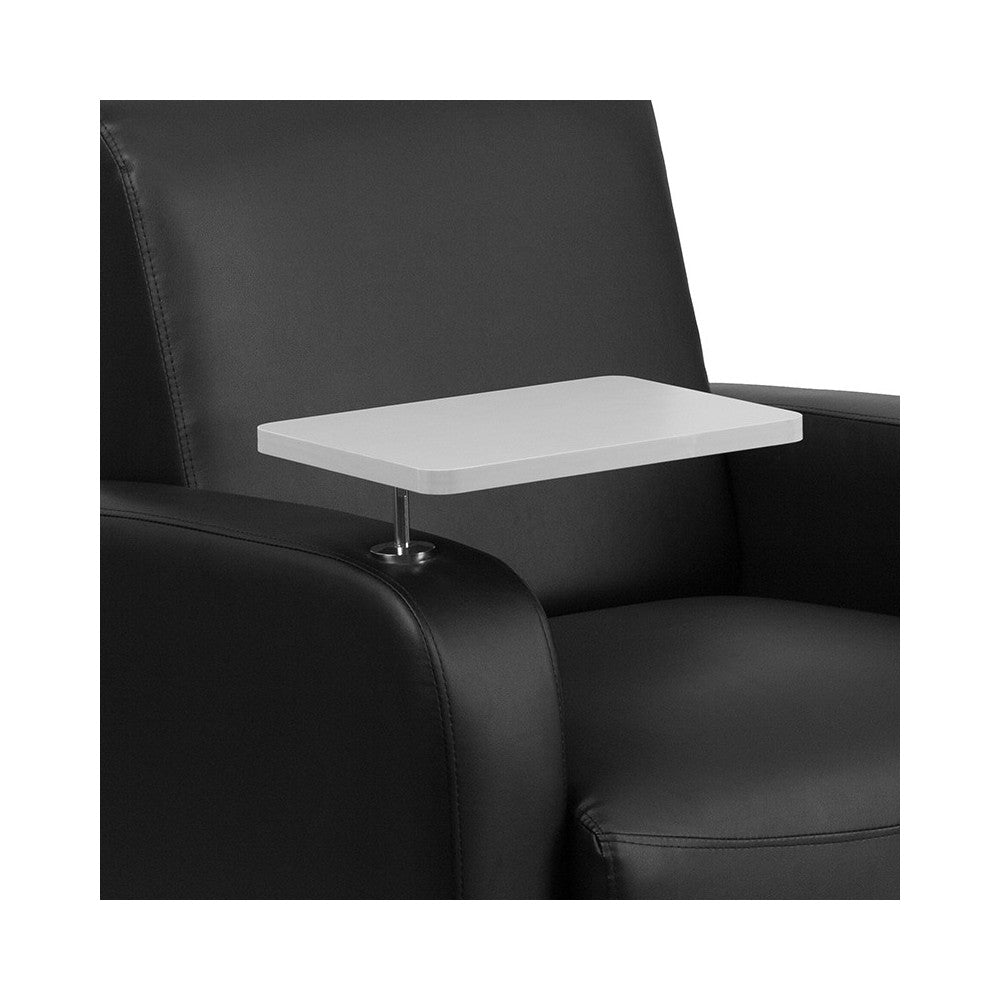 Black LeatherSoft Guest Chair with Tablet Arm, Chrome Legs and Cup Holder