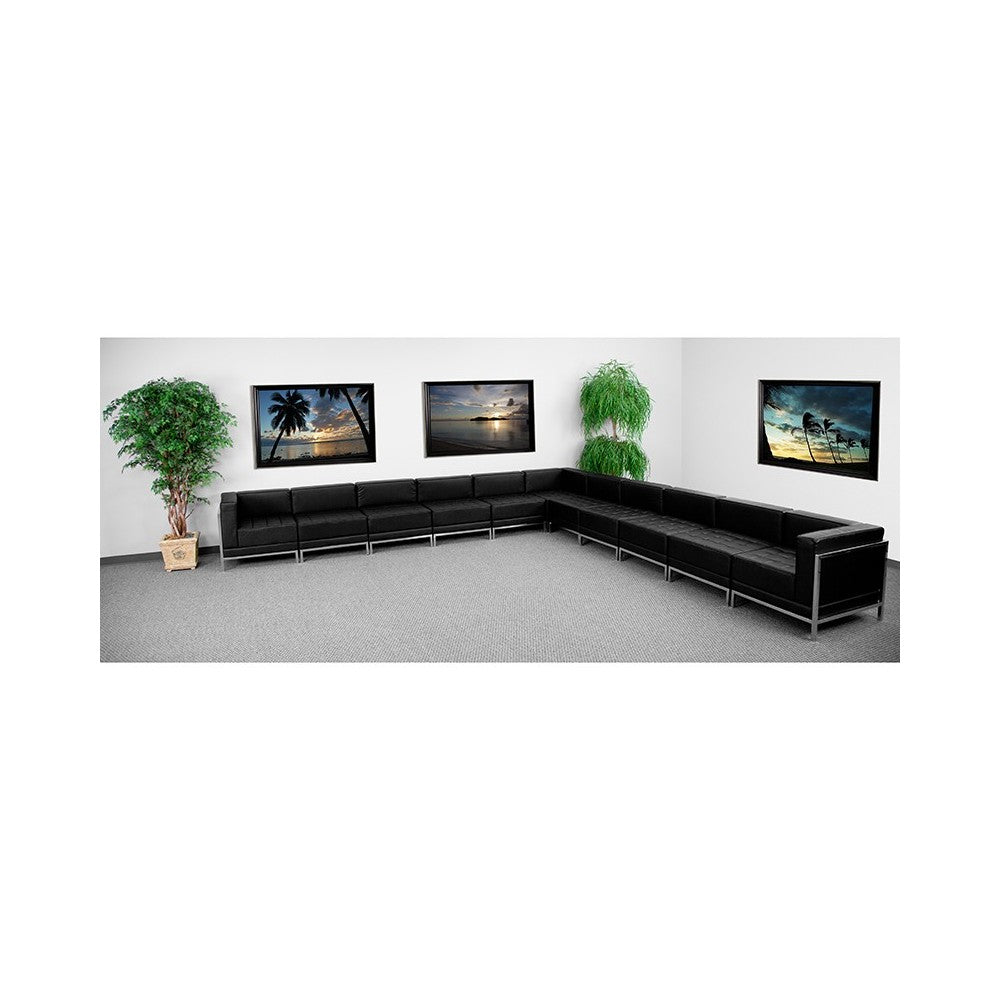 Black LeatherSoft Sectional Configuration, 11 Pieces
