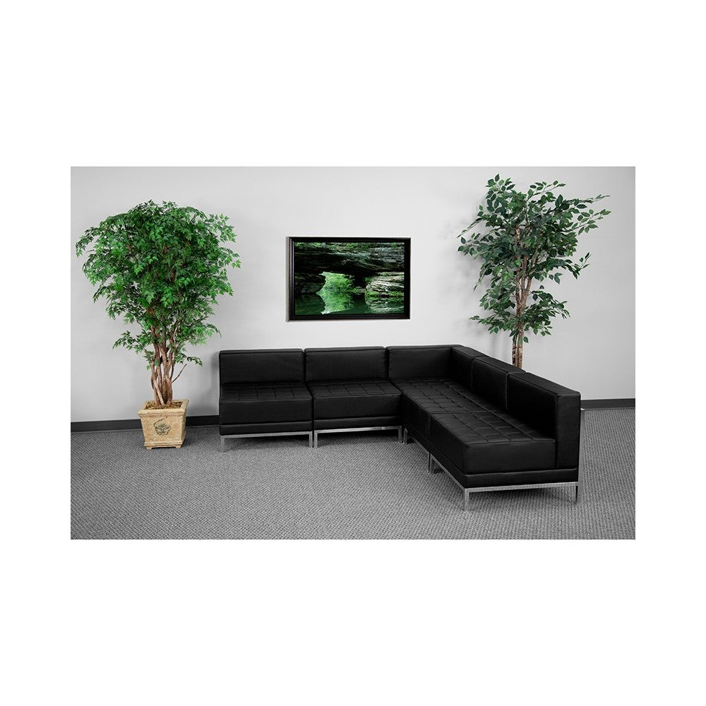 Black LeatherSoft Sectional Configuration, 5 Pieces