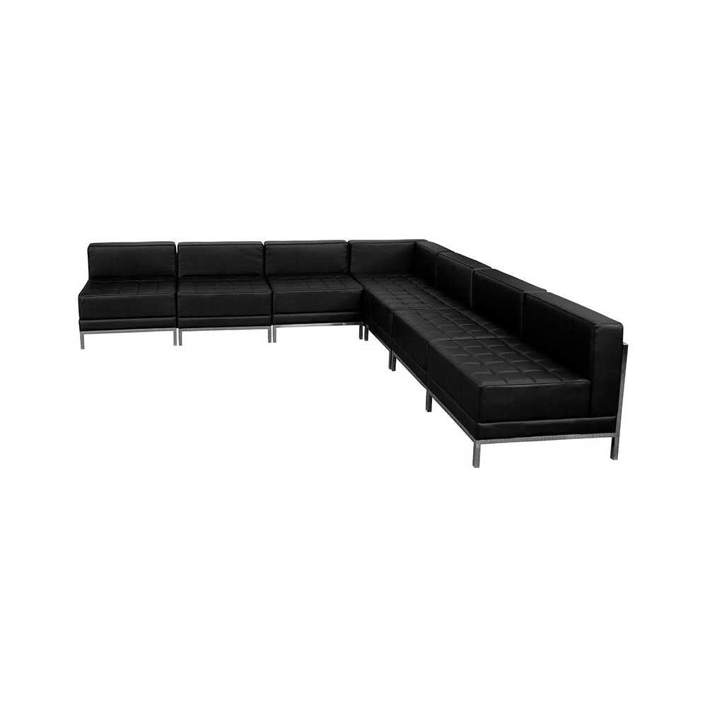Black LeatherSoft Sectional Configuration, 7 Pieces