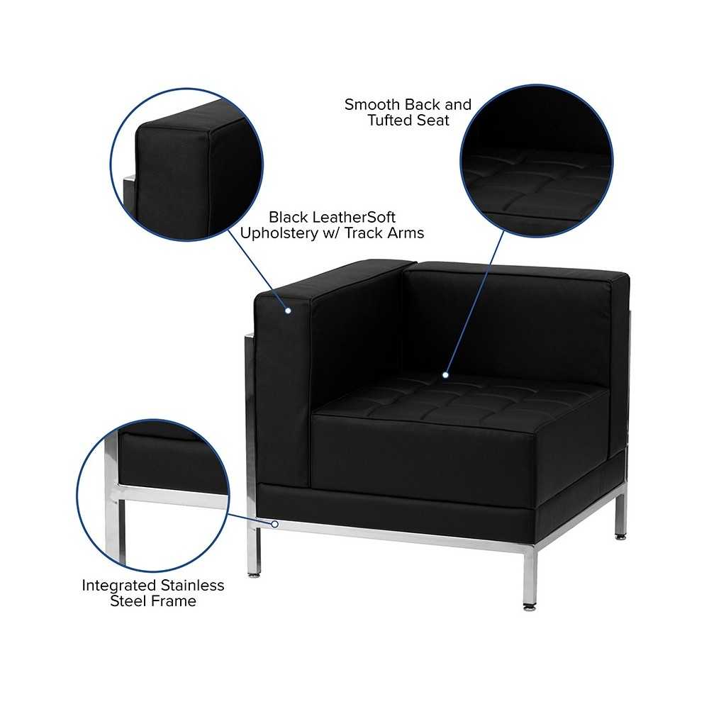 Black LeatherSoft Sectional Configuration, 9 Pieces