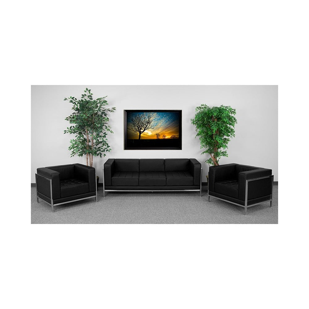 Black LeatherSoft Sofa & Chair Set