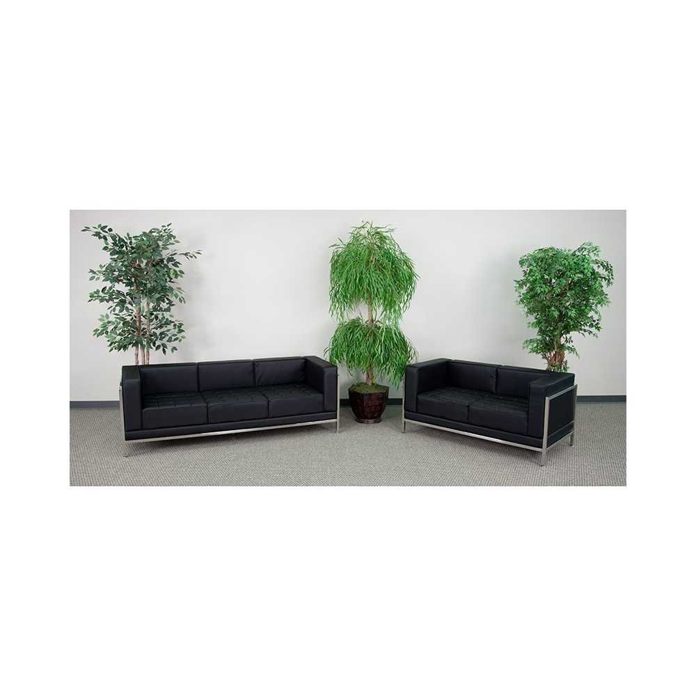 Black LeatherSoft Sofa & Loveseat Set
