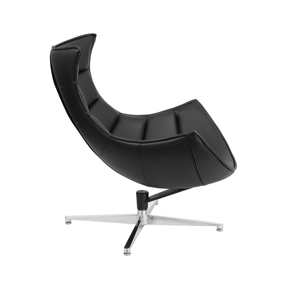 Black LeatherSoft Swivel Cocoon Chair