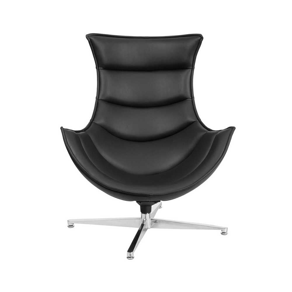 Black LeatherSoft Swivel Cocoon Chair