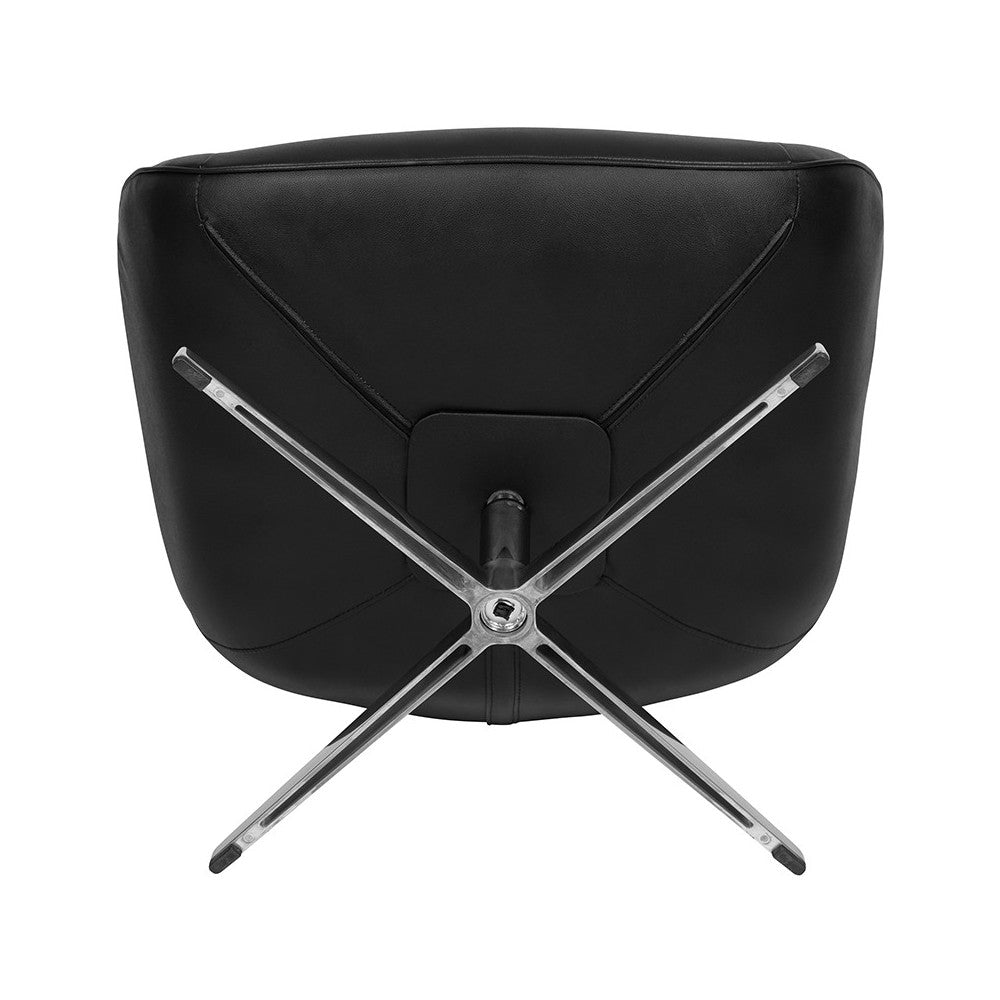Black LeatherSoft Swivel Wing Chair