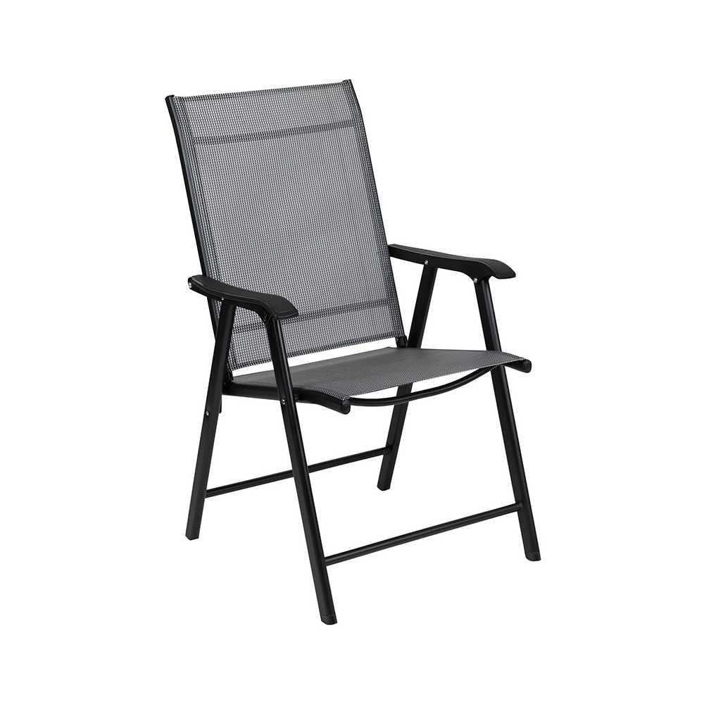 Black Outdoor Folding Patio Sling Chair (2 Pack)