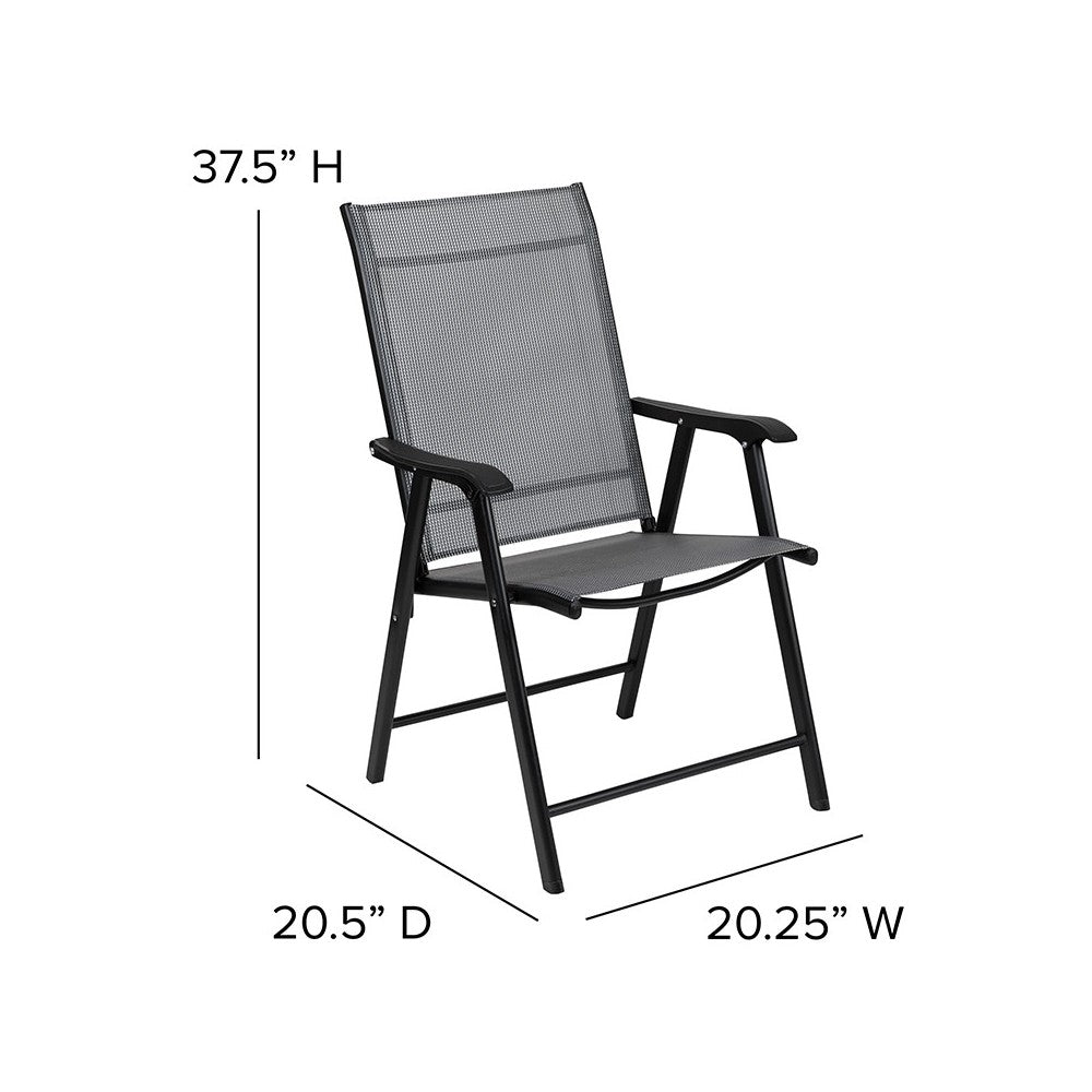 Black Outdoor Folding Patio Sling Chair (2 Pack)