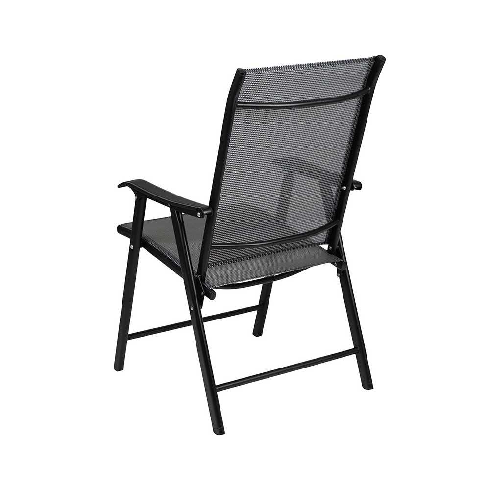 Black Outdoor Folding Patio Sling Chair (2 Pack)