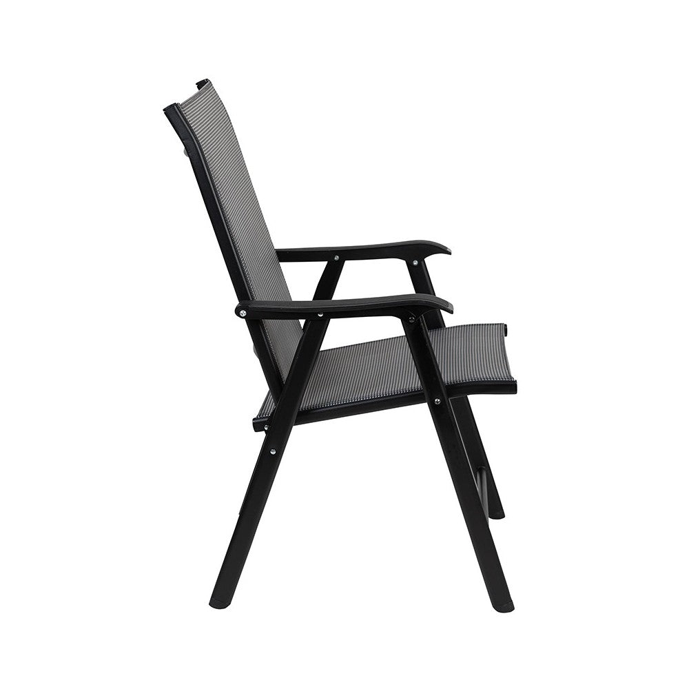 Black Outdoor Folding Patio Sling Chair (2 Pack)