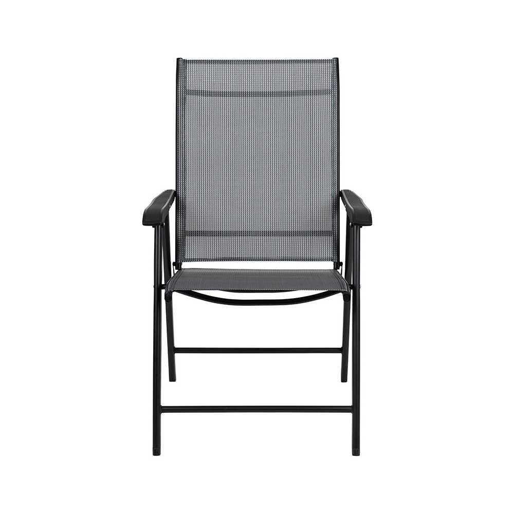 Black Outdoor Folding Patio Sling Chair (2 Pack)