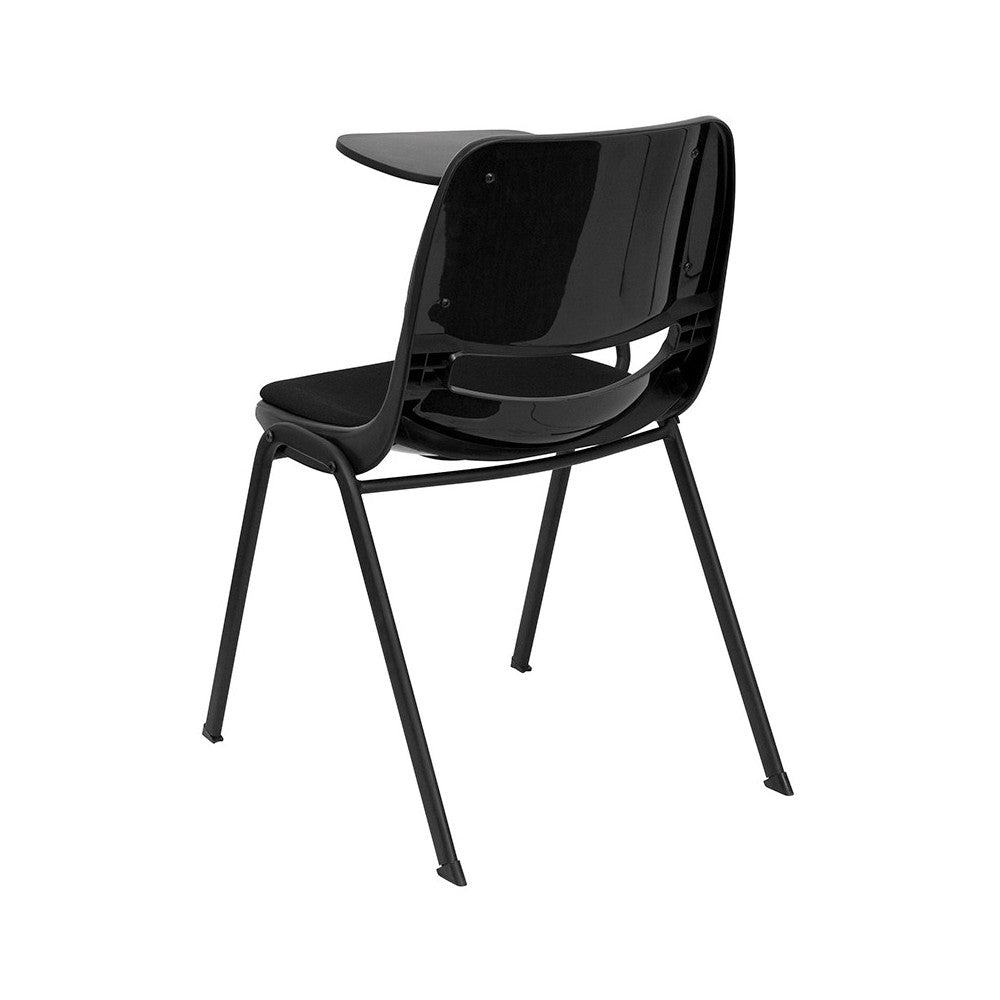 Black Padded Ergonomic Shell Chair with Right Handed Flip-Up Tablet Arm