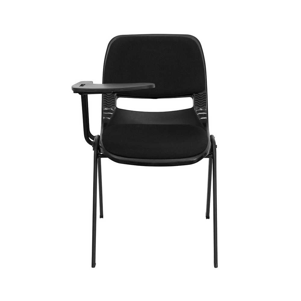 Black Padded Ergonomic Shell Chair with Right Handed Flip-Up Tablet Arm