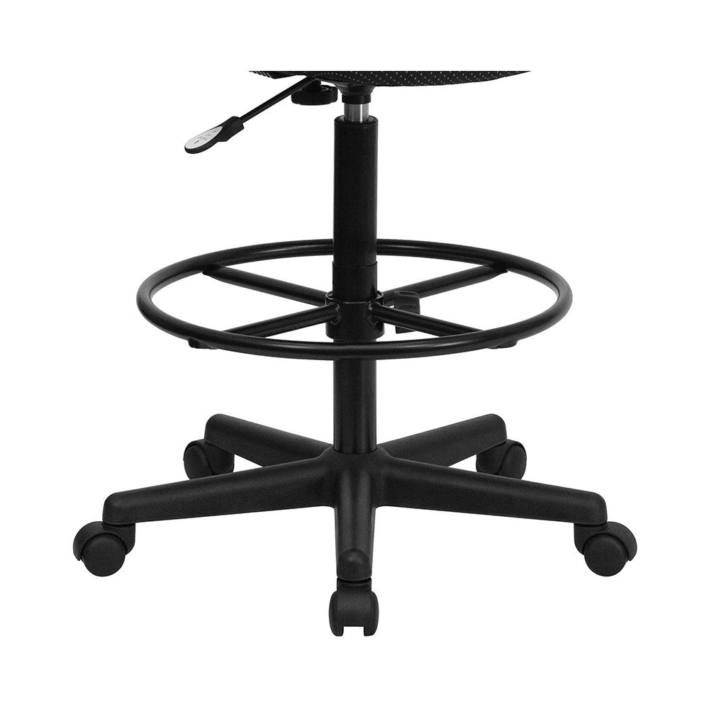 Black Patterned Fabric Drafting Chair (Cylinders: 22.5''-27''H or 26''-30.5''H)