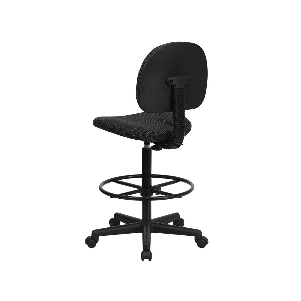Black Patterned Fabric Drafting Chair (Cylinders: 22.5''-27''H or 26''-30.5''H)