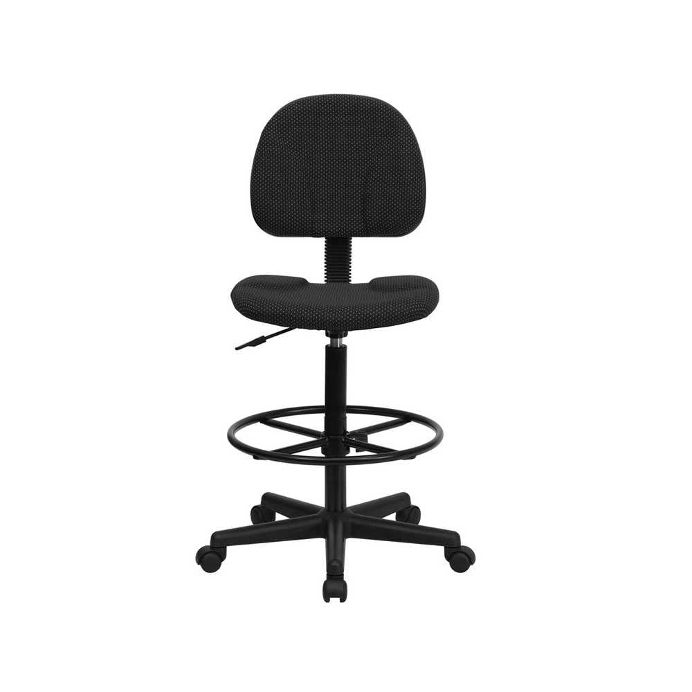 Black Patterned Fabric Drafting Chair (Cylinders: 22.5''-27''H or 26''-30.5''H)
