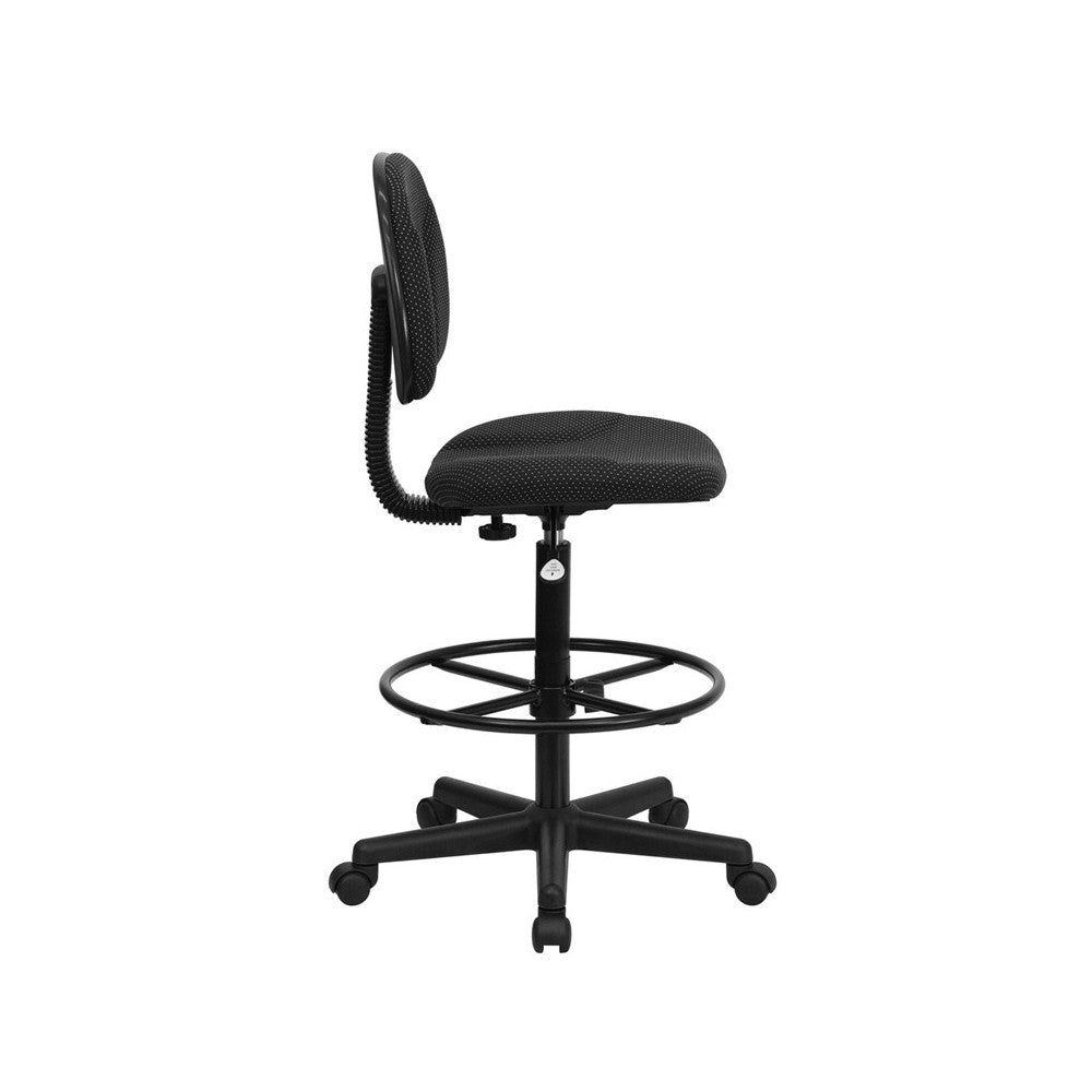 Black Patterned Fabric Drafting Chair (Cylinders: 22.5''-27''H or 26''-30.5''H)