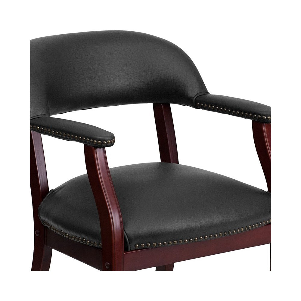 Black Vinyl Luxurious Conference Chair with Accent Nail Trim